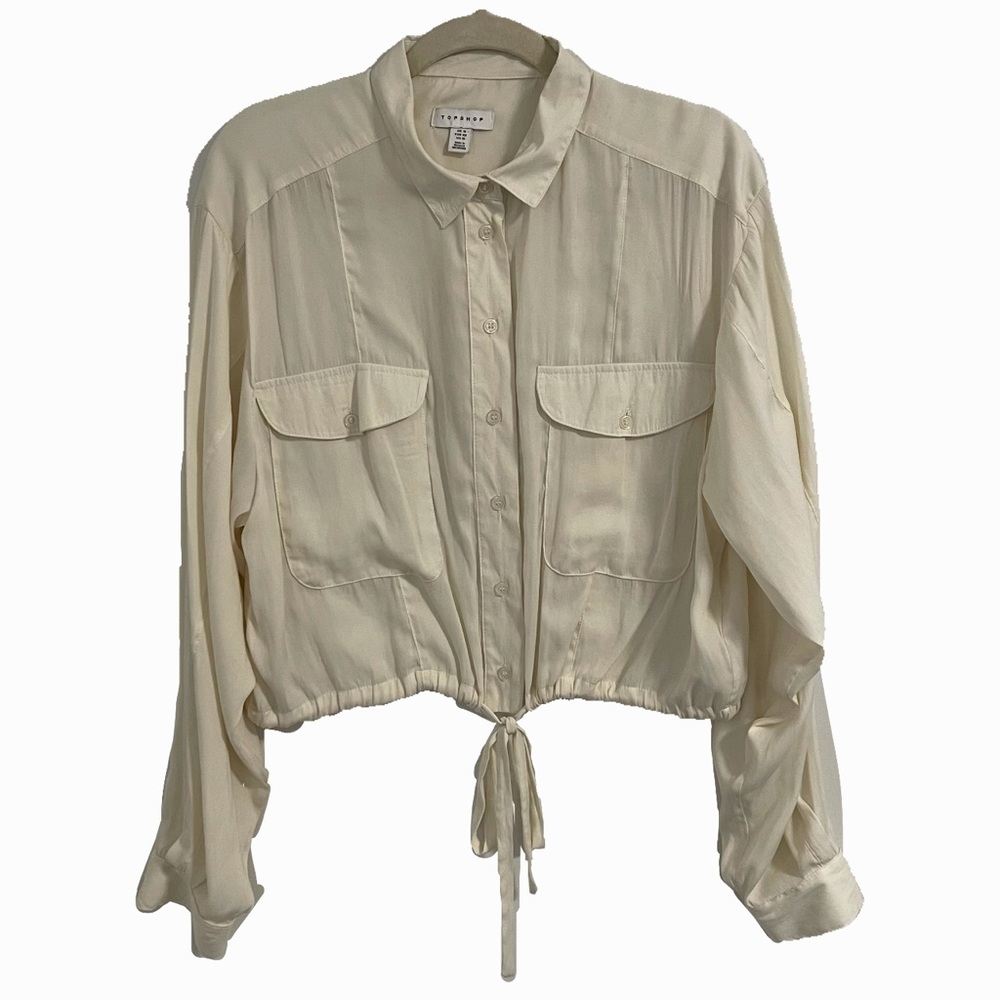 TopShop Silky Cinched Flowy Top Shop Blouse